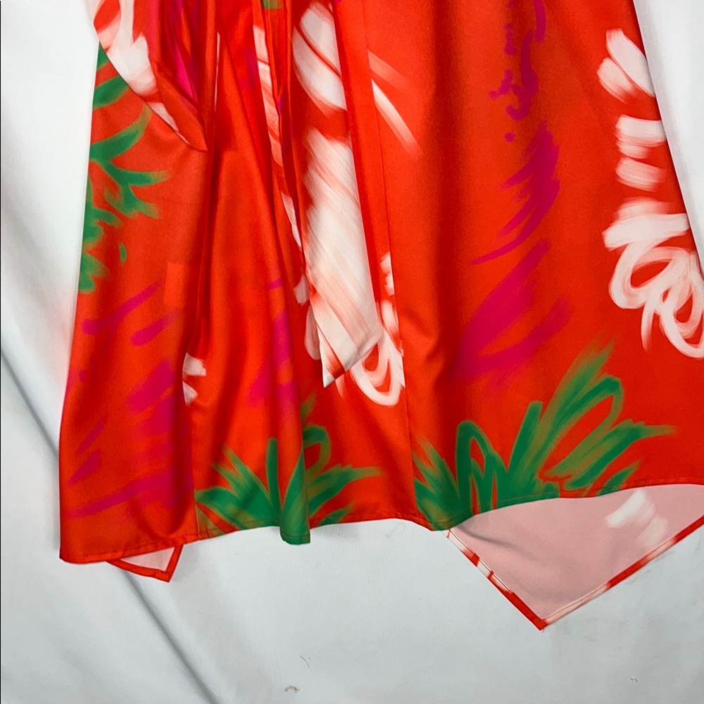 KOAN DAILY Vibrant Floral Wrap Dress Long Sleeve cuffed Sz XL - Picture 11 of 15